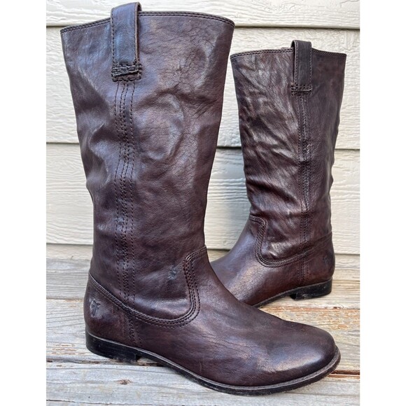 Frye Shoes - FRYE Anna Women's 9M Leather Mid-Calf Pull On Boots - Brown